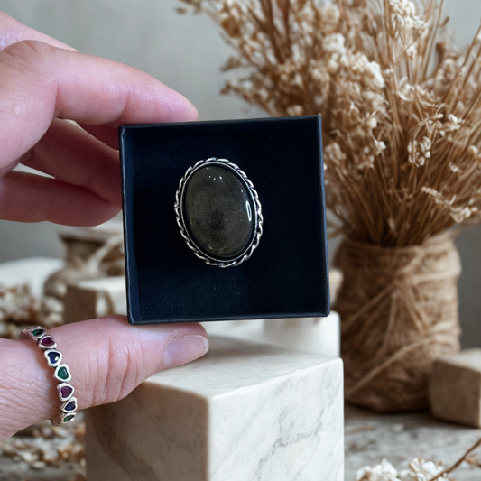 Anello in Ossidiana Dorata