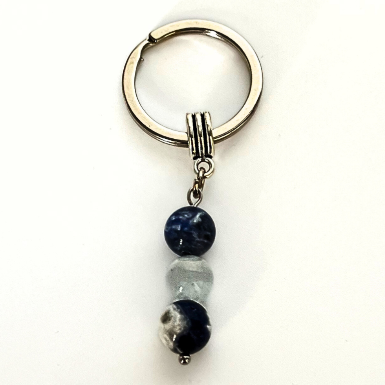 Portachiavi con Sodalite e Pietra di Luna