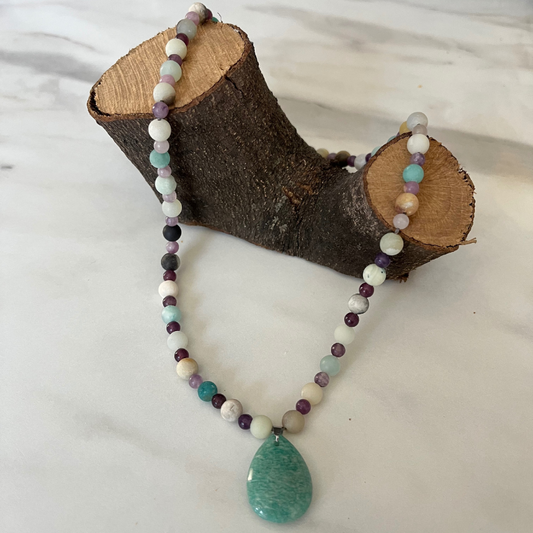 Collana Amazzonite e Lepidolite