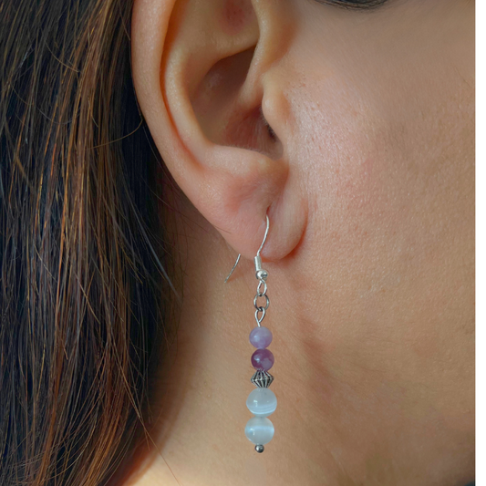 Orecchini Lepidolite e Pietra di Luna – Armonia ed Eleganza