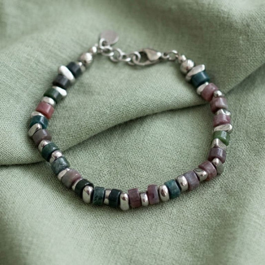 Bracciale Agata Indiana e Acciaio