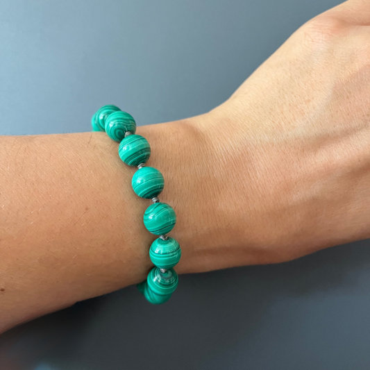 Bracciale in Malachite con nodi
