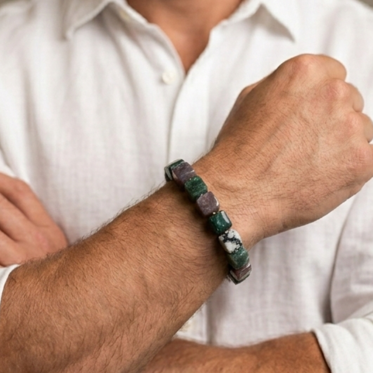 Bracciale Uomo in Agata Indiana Naturale