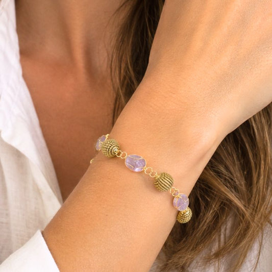 Bracciale in Capim Dourado e Quarzo Rosa o Ametista