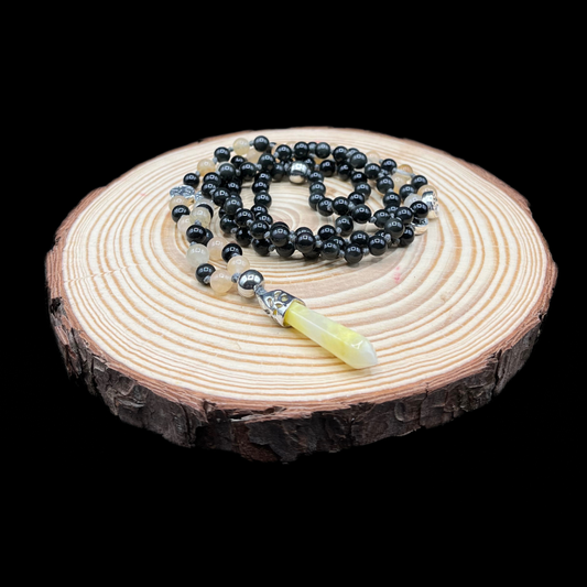 Mala in Ossidiana e Quarzo Citrino