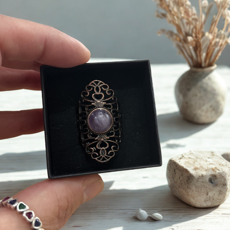 Anello Artigianale con Cristallo Naturale – Regolabile