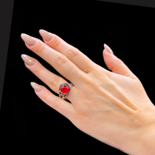 Anello Agata rossa in acciaio