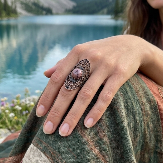 Anello Artigianale con Cristallo Naturale – Regolabile