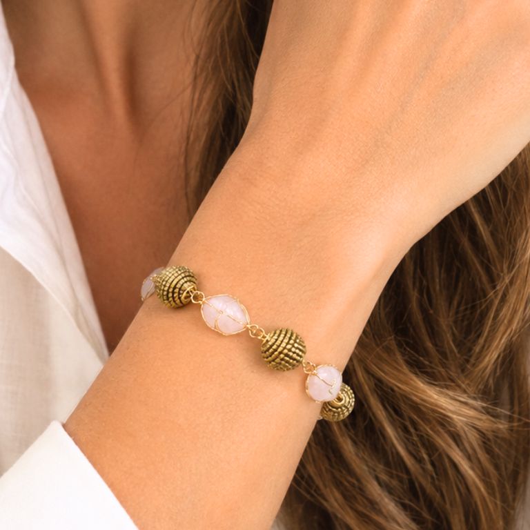 Bracciale in Capim Dourado e Quarzo Rosa o Ametista