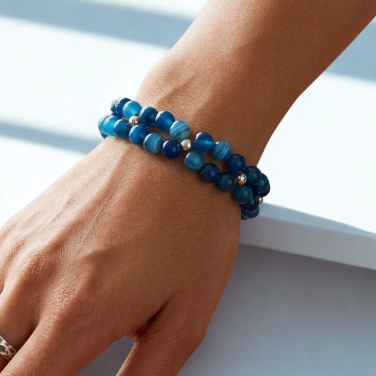 Bracciale Agata Azzurra Doppio Filo