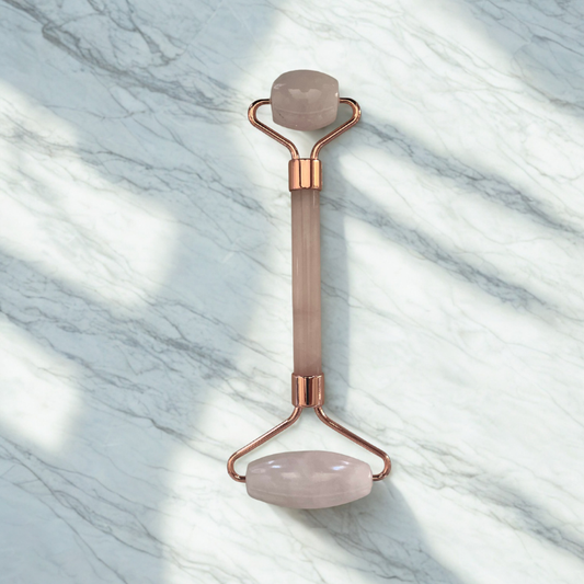 Massaggiatore viso in Quarzo Rosa – Doppio Rullo
