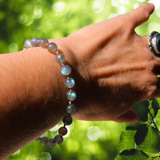 Bracciale in Labradorite con nodi
