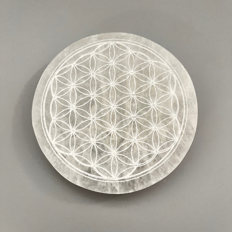 Piattino di Selenite- Fiore della Vita
