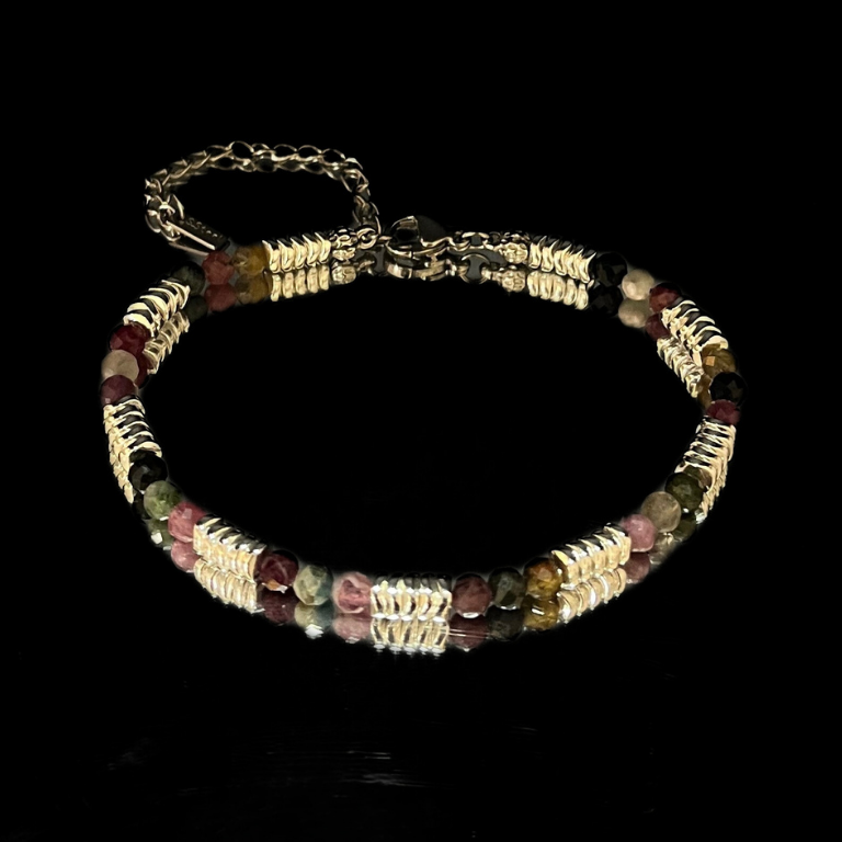 Bracciale Tormalina Rosa - Ematite Argentata