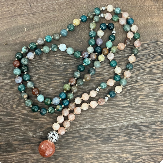 Mala in Agata Indiana e Pietra del Sole