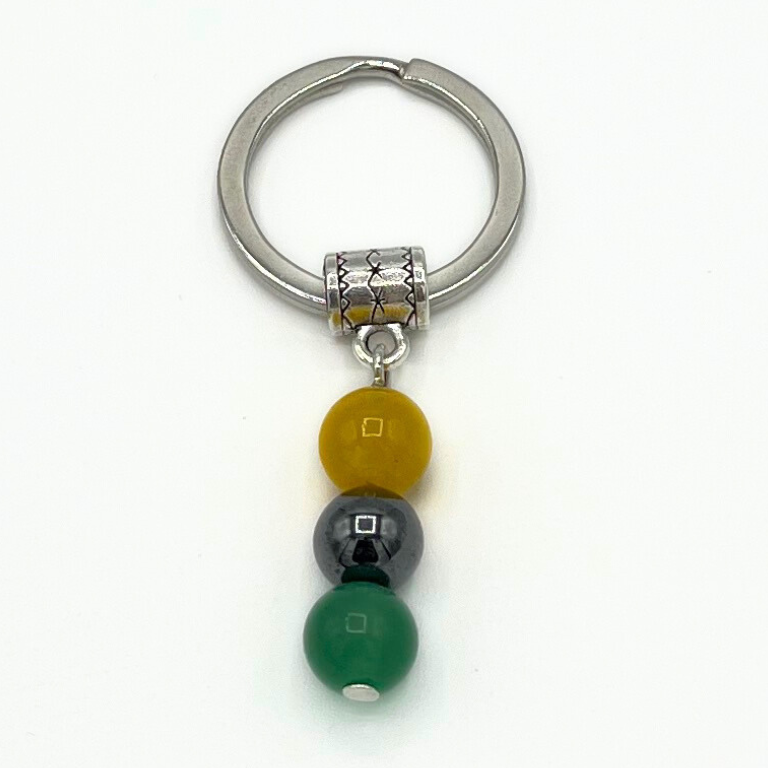 Portachiavi in Ematite, Peridoto e Quarzo Citrino