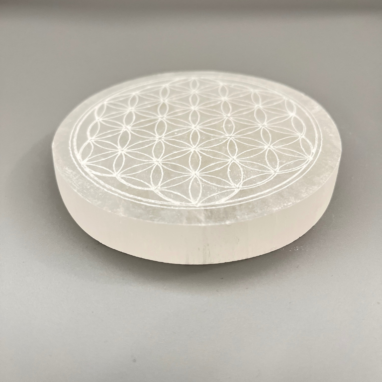 Piattino di Selenite- Fiore della Vita
