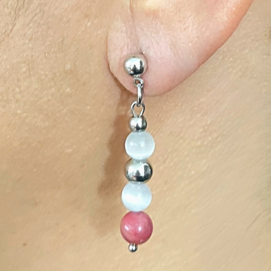 Orecchini in Occhio di Gatto e Rodonite