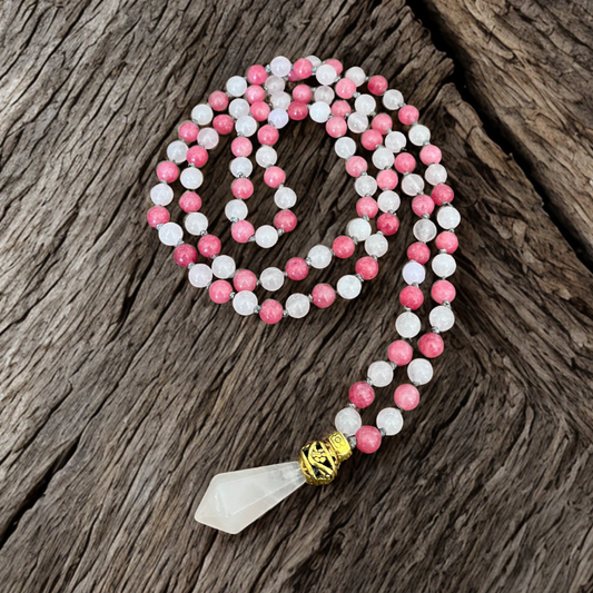 Mala in Rodocrosite e Quarzo Rosa
