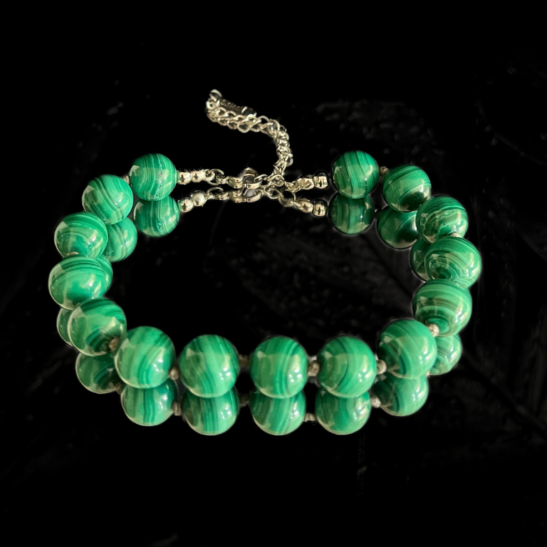 Bracciale in Malachite con nodi