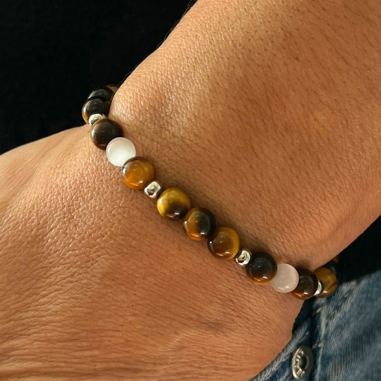 Bracciale in Pietra di Luna e Occhio di Tigre – Intuizione e Coraggio