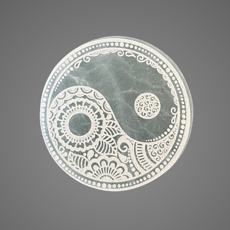 Piattino in Selenite – Yin e Yang Mandala