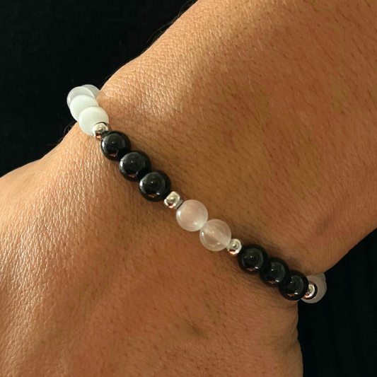 Bracciale in Tormalina e Pietra di Luna – Protezione e Intuizione