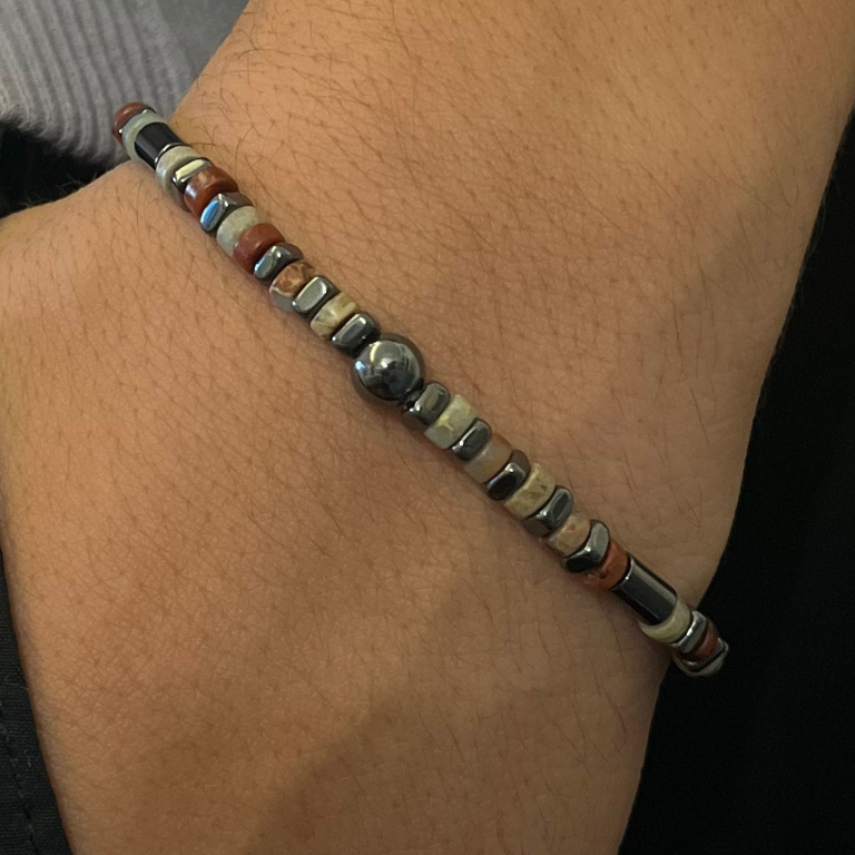 Bracciale in Diaspro Sedimentario e Ematite