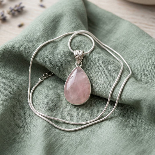 Ciondolo Quarzo Rosa in Argento 925
