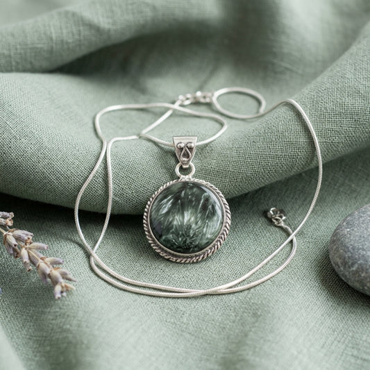 Ciondolo Serafinite Tonda in Argento 925
