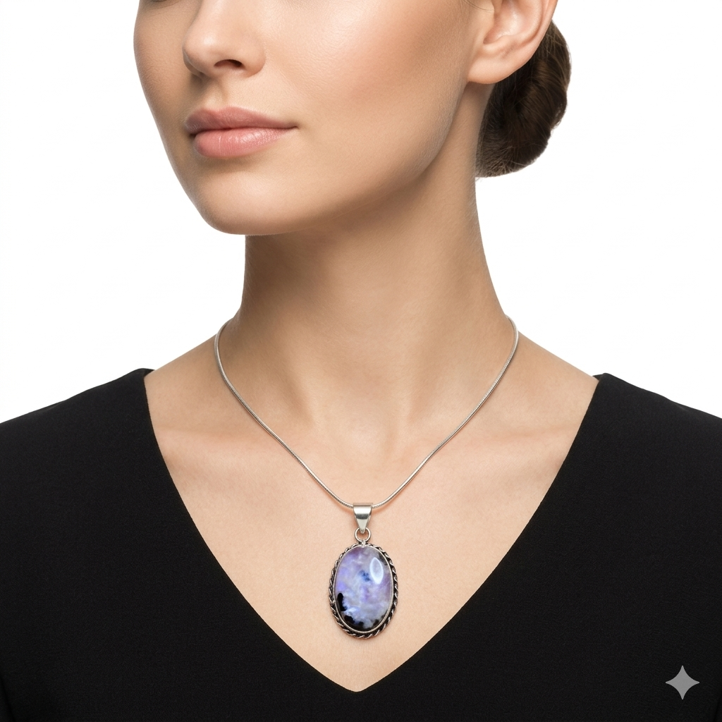 Collana in Pietra di Luna e Tormalina Nera