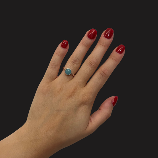 Anello in Amazzonite – Argento 925 Regolabile