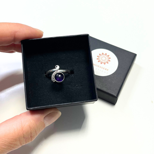 Anello in argento Regolabile con Ametista