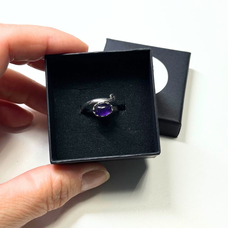 Anello in argento Regolabile con Ametista