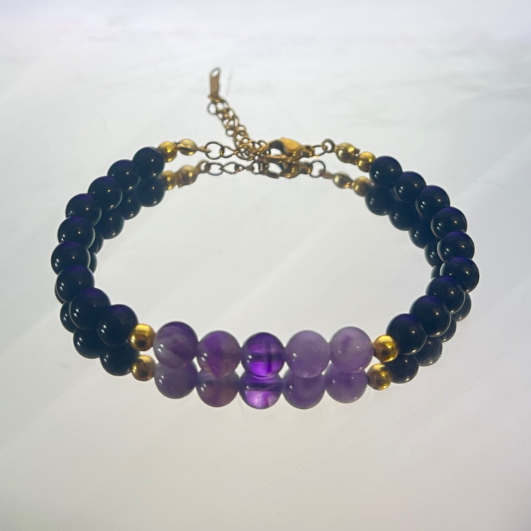 Bracciale in Ossidiana e Ametista