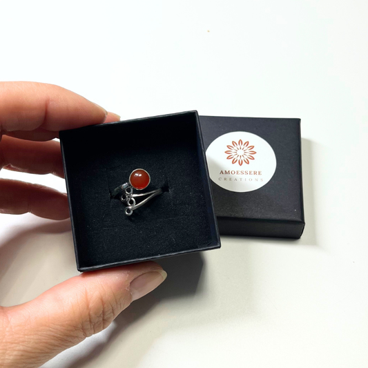 Anello Corniola Regolabile - Argento 925