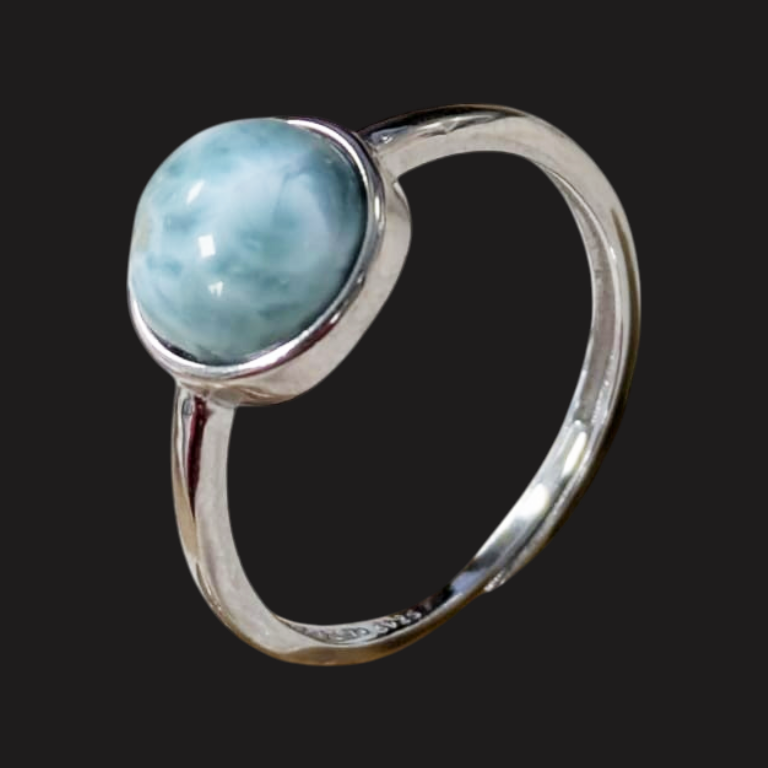 Anello in Larimar – Argento 925 Regolabile