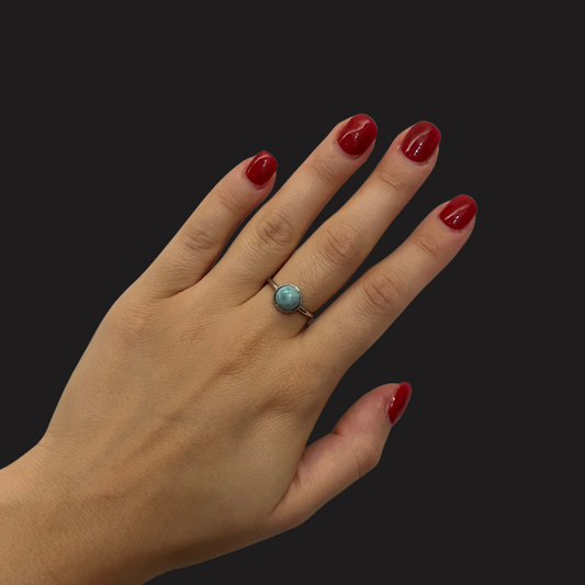 Anello in Larimar – Argento 925 Regolabile