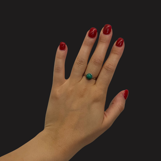 Anello in Malachite – Argento 925 Regolabile