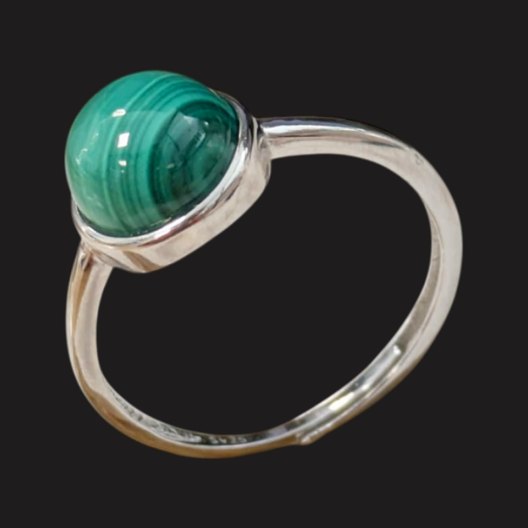 Anello in Malachite – Argento 925 Regolabile