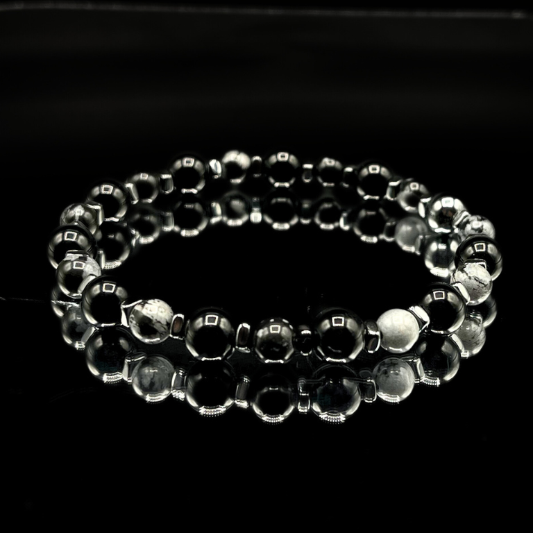 Pulsera de obsidiana copo de nieve y calcedonia jaspe