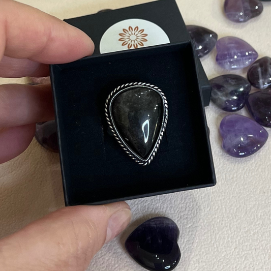 Anelli in Ossidiana argentata