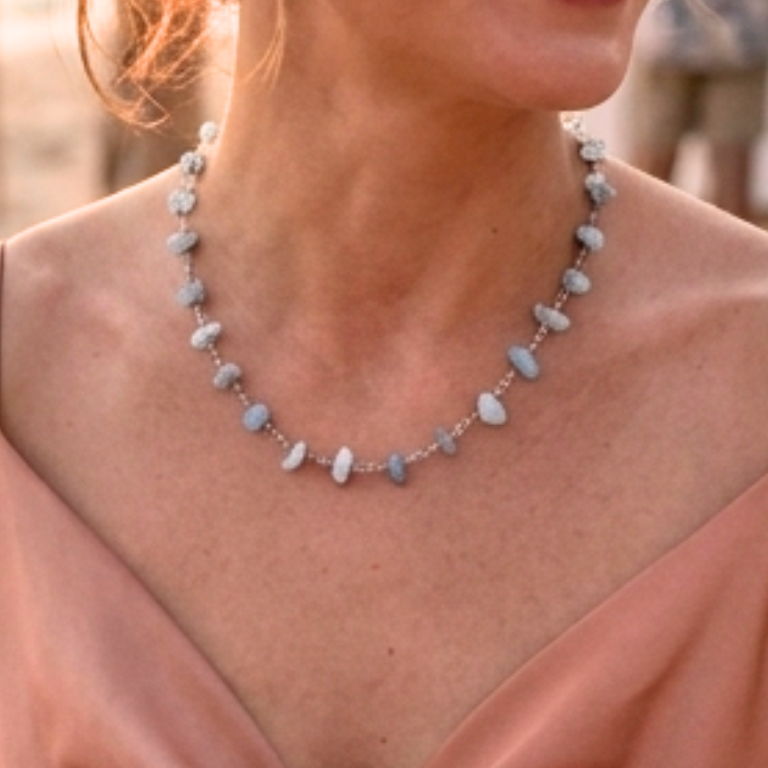 Collana in Chips di Acquamarina Naturale