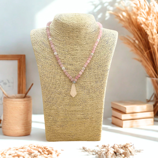 Collana Quarzo Rosa e Pietra di Luna