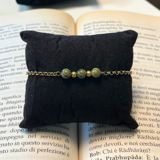 Bracciali con pietre naturali su catena Acciaio dorato