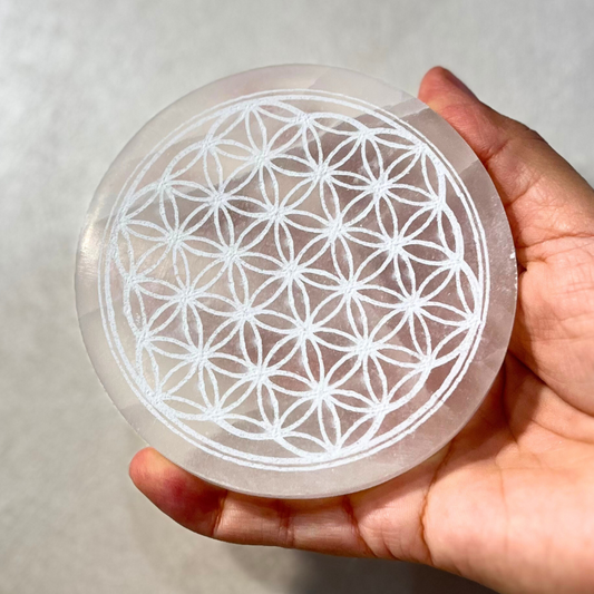 Piattino di Selenite- Fiore della Vita