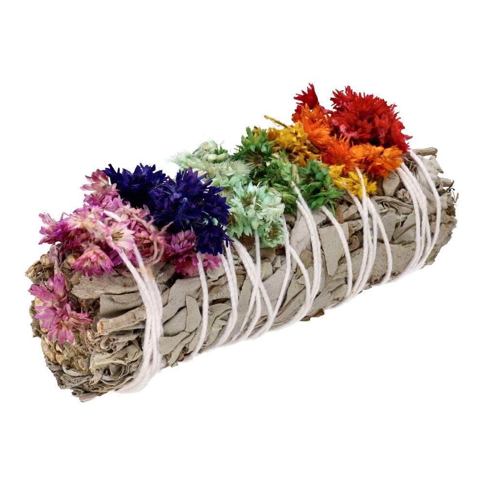 Fascio Smudge Salvia Bianca con Fiori Secchi