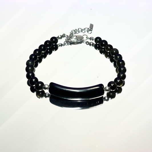 Bracciale Uomo in Ossidiana Nera- Protezione, Radicamento e Forza Interiore