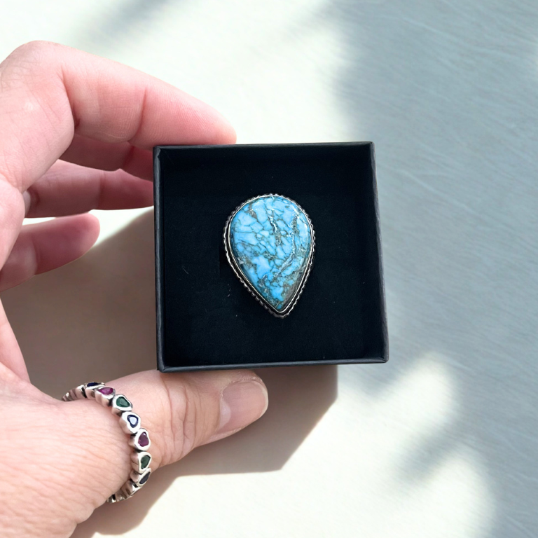 Anelli Regolabili in Magnesite Turchese naturale