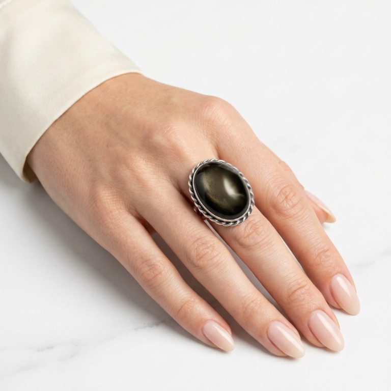 Anello in Ossidiana Dorata